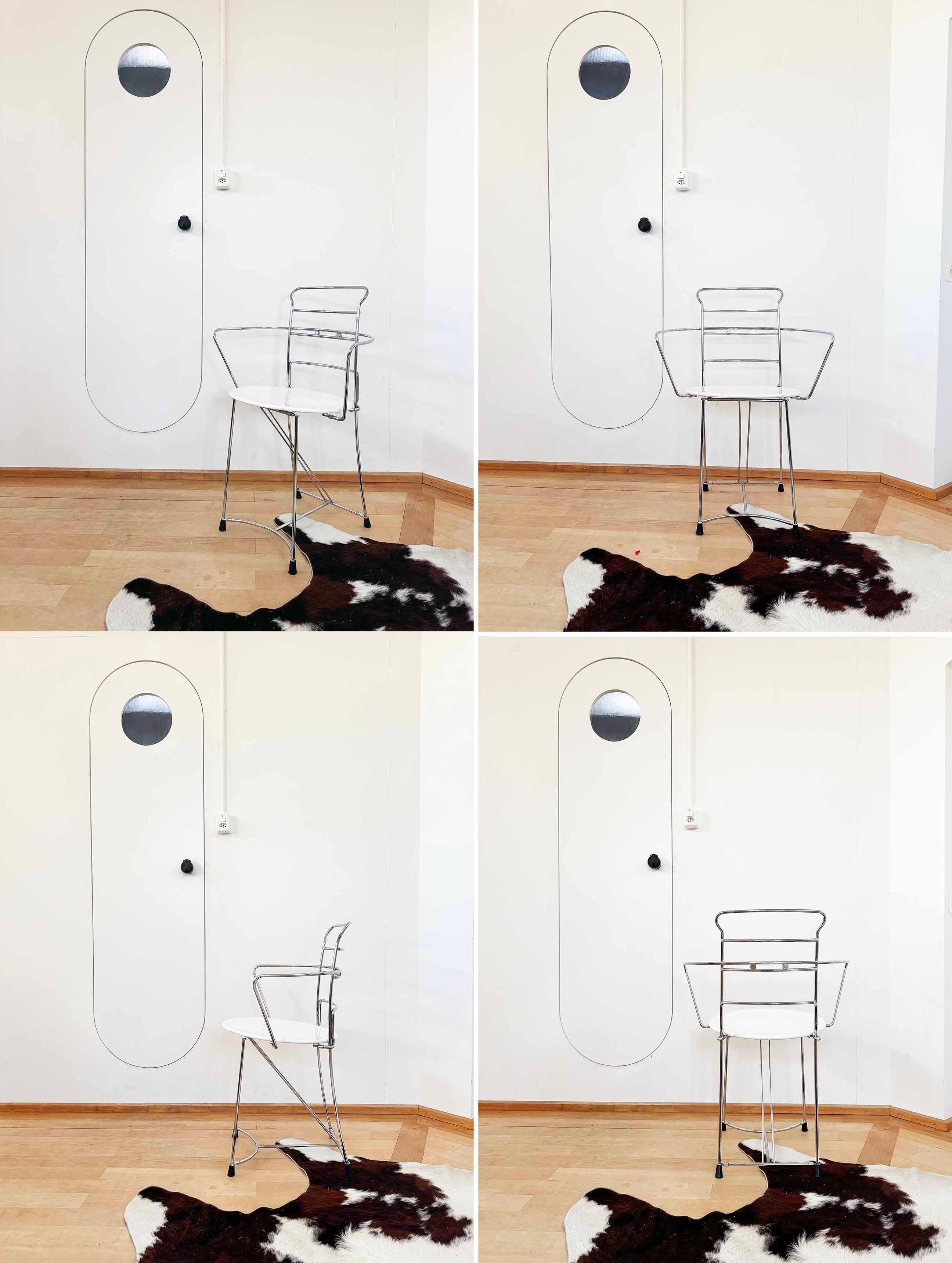Antonio Cittero Eridiana Leather + Metal Chairs, Xilitalia, Italy, 1980s, Set 6 For Sale 12