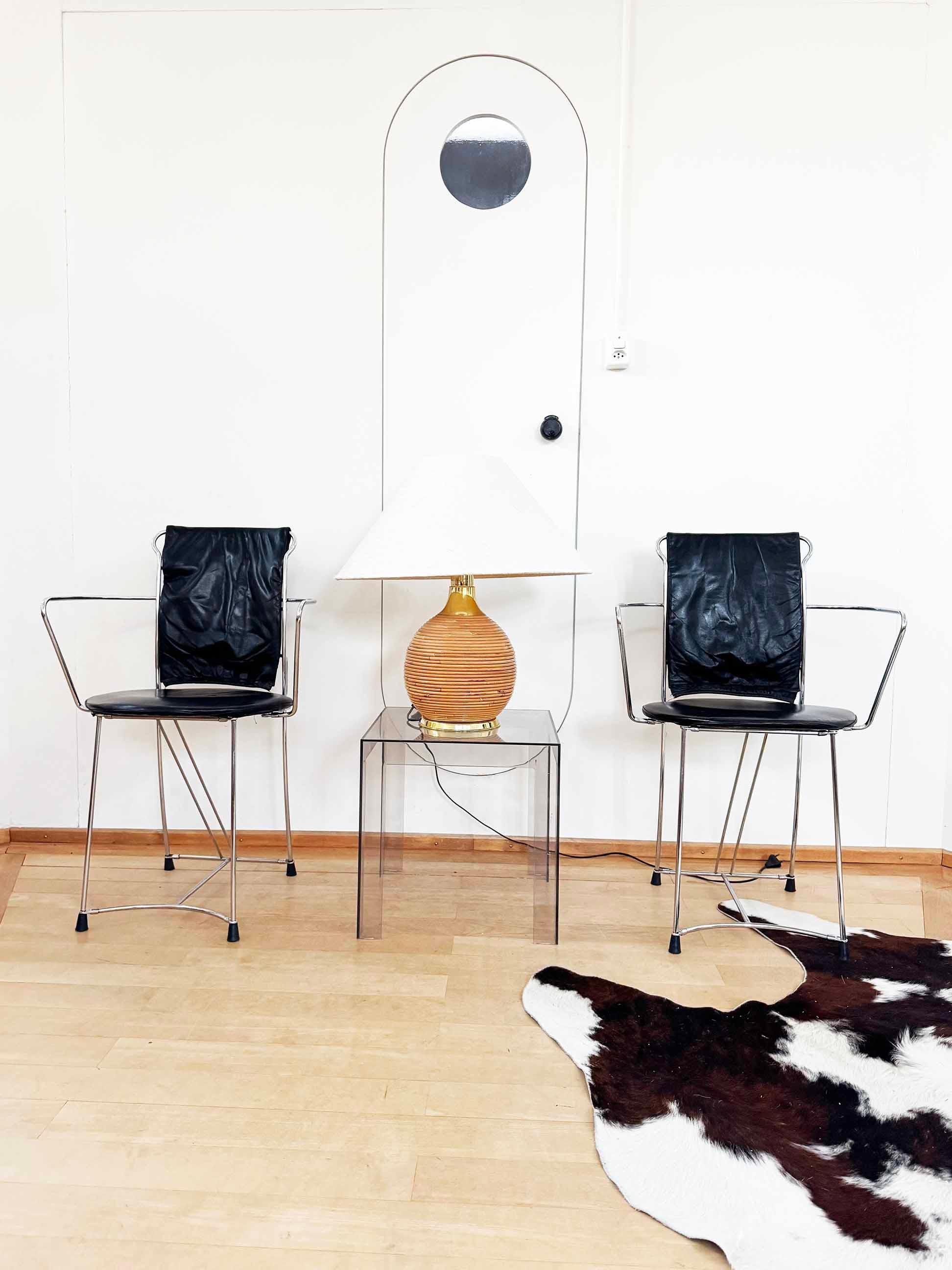 Set of 6 Eridiana Chairs by Antonio Citterio for Xilitalia, Italy, 1980s-- Featuring original black leather zip on upholstered seats on all chairs.

Presenting a stunning set of six dining chairs, model 