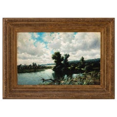 Oil on Canvas River Landscape Antonio Cánovas del Castillo y Vallejo signed