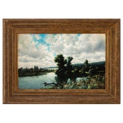 Oil on Canvas River Landscape Antonio Cánovas del Castillo y Vallejo signed