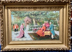 19th century Italian cardinal with Clergy and footmen in a garden landscape.