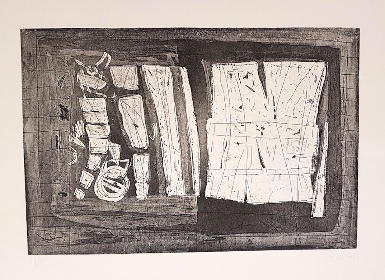 Abstract Composition - Original Etching by Antonio Corpora - 1969 