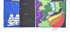 Abstract Urban Landscape - Lithograph by Antonio Cremonese - 1980s