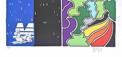 Abstract Urban Landscape - Lithograph by Antonio Cremonese - 1980s