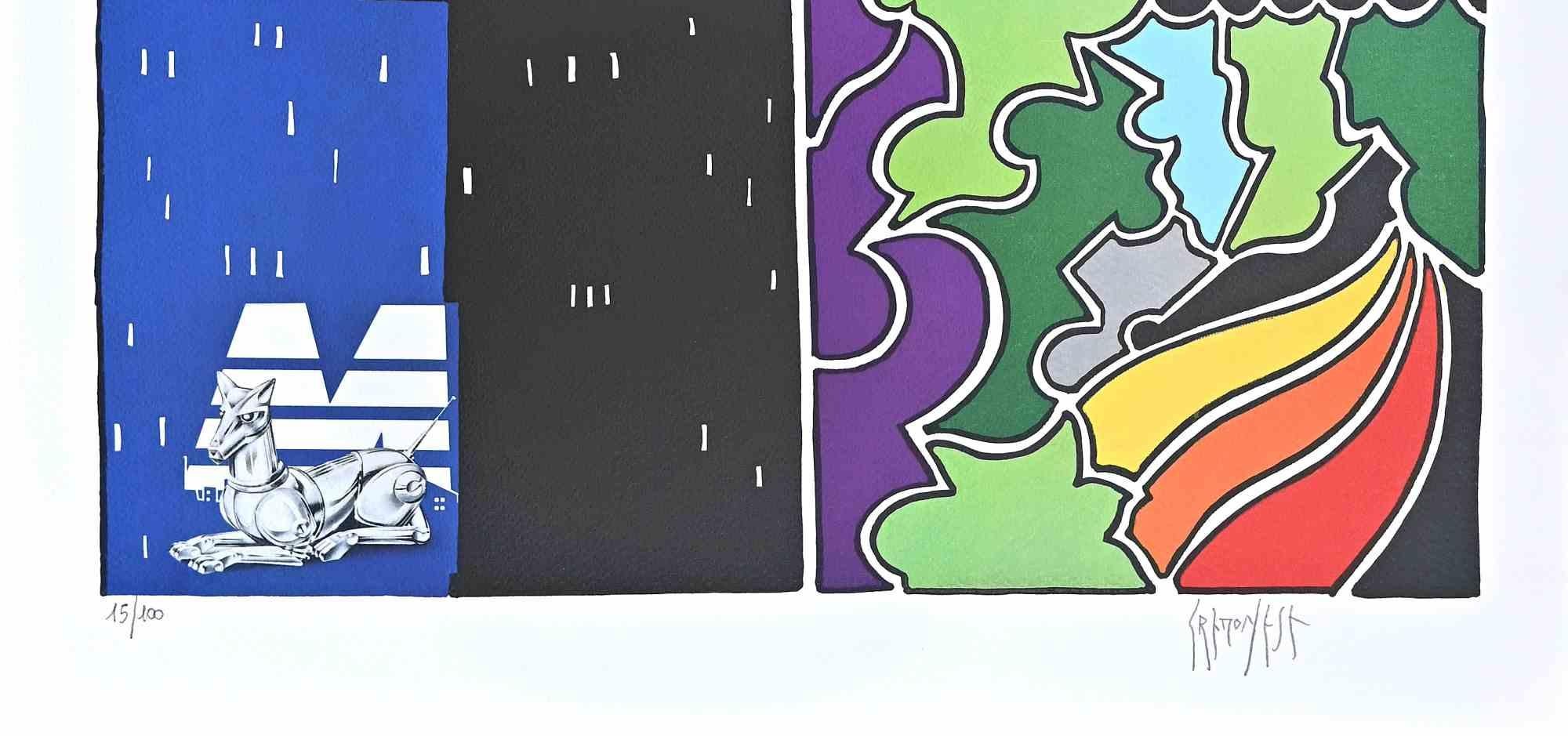 Paisaje urbano abstracto - Litografía de Antonio Cremonese - Antonio Cremonese en venta 1