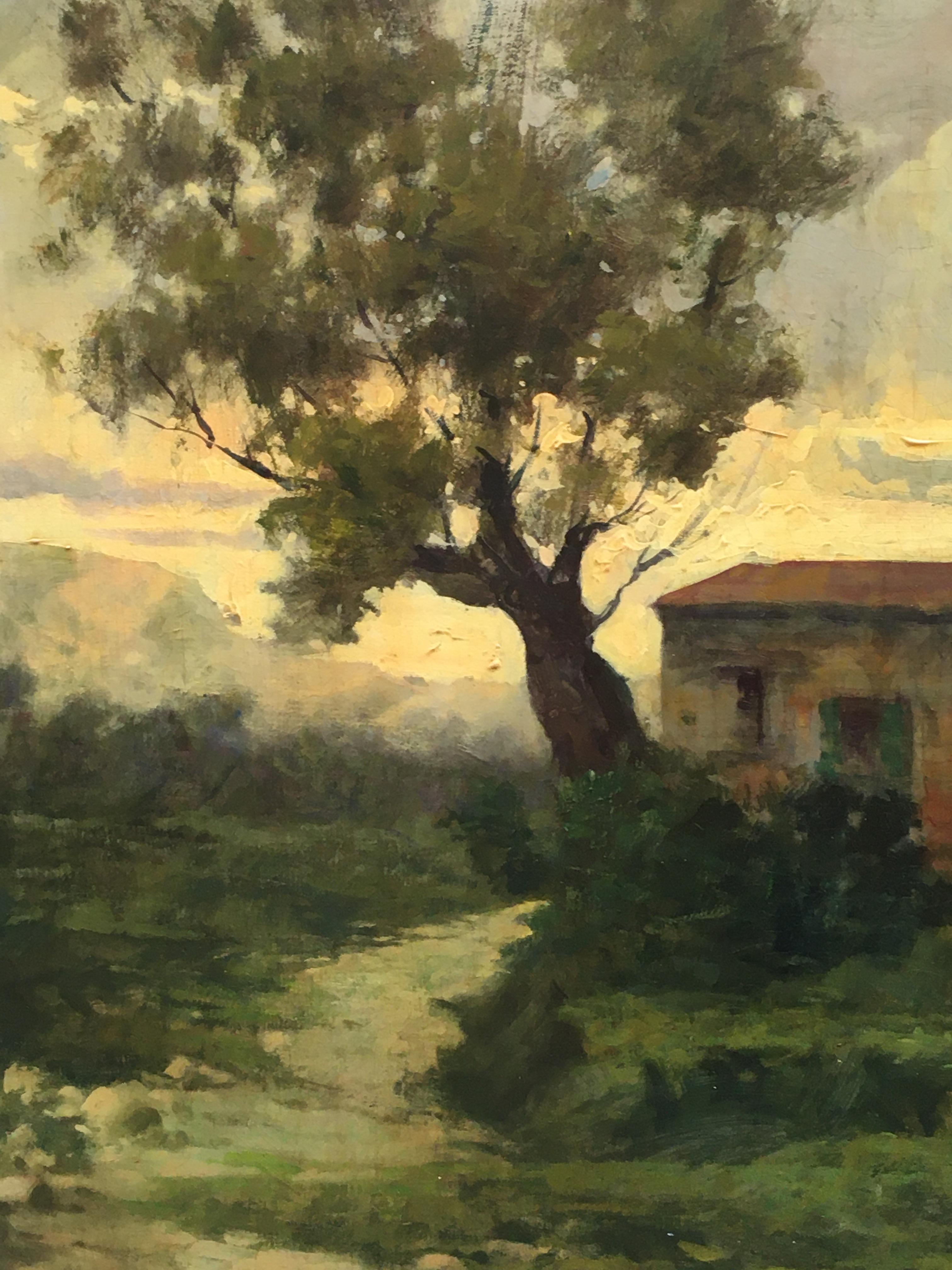 COUNTRY LANDSCAPE - Italian Oil on Canvas Painting. For Sale 2