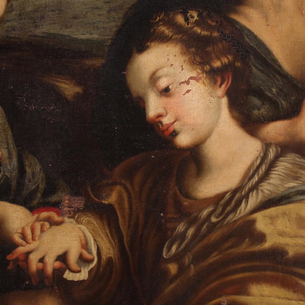 18. Jahrhundert Öl auf Leinwand Italienische Malerei Mystische Hochzeit der Heiligen Katharina im Angebot 11