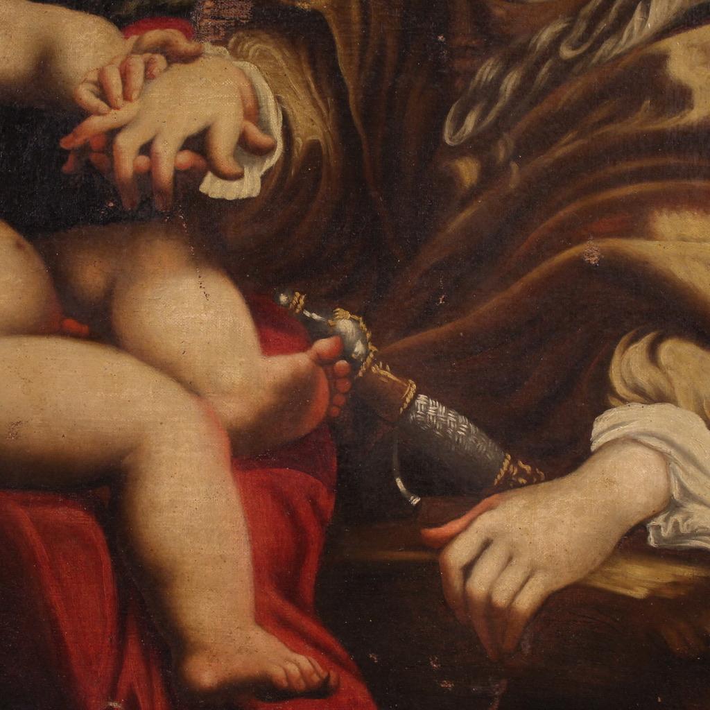 18. Jahrhundert Öl auf Leinwand Italienische Malerei Mystische Hochzeit der Heiligen Katharina im Angebot 1