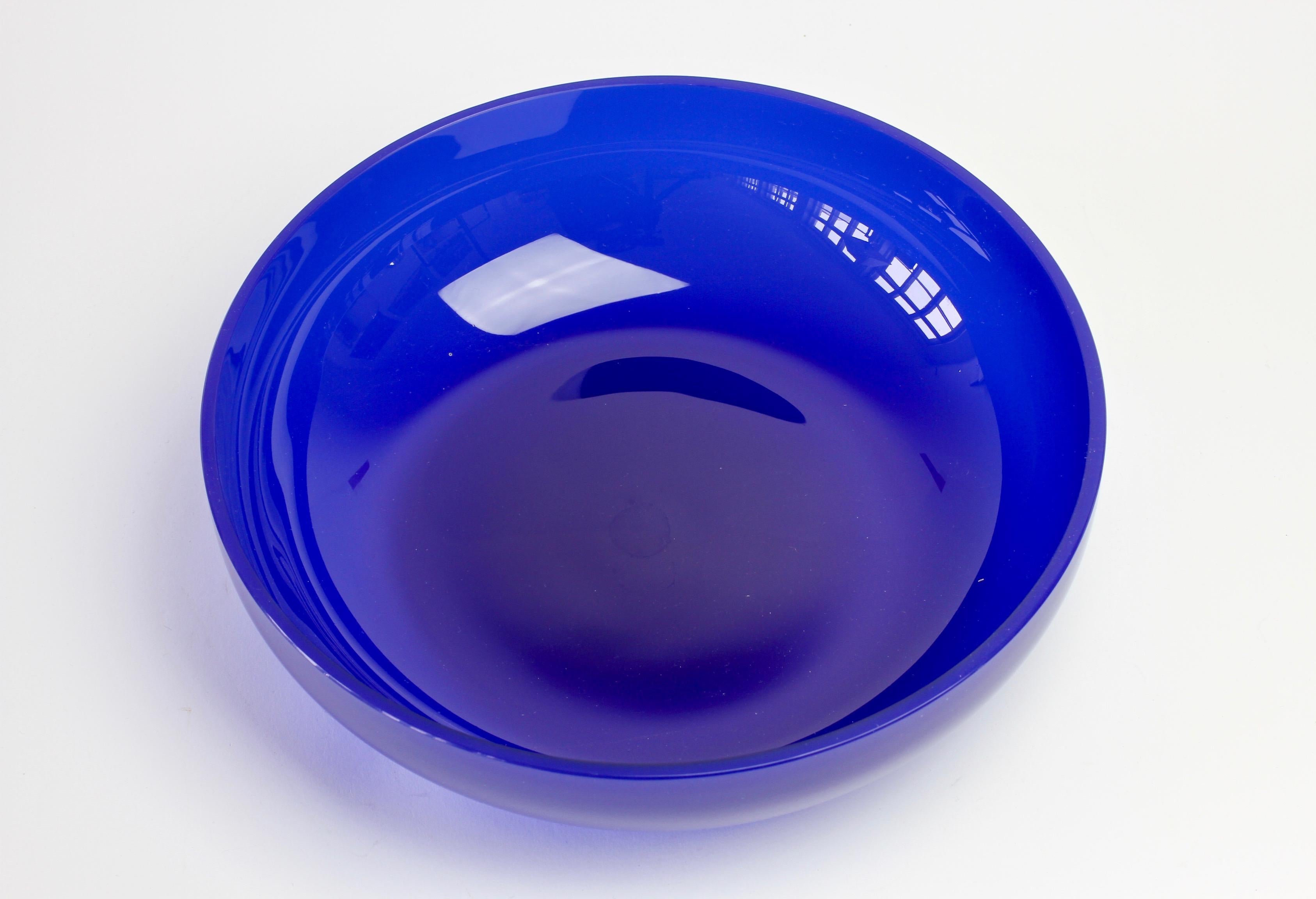 vintage blue glass bowl