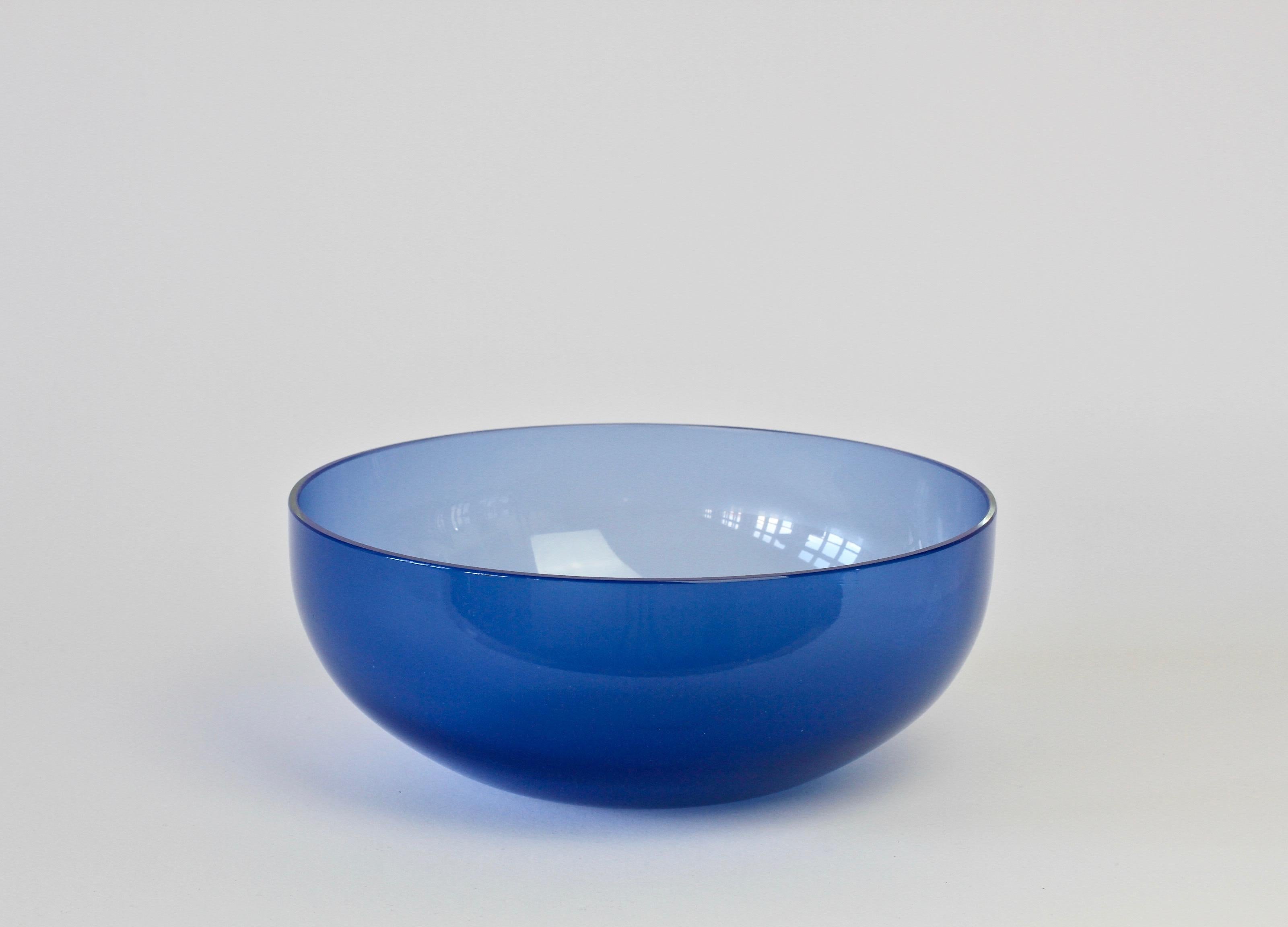 Italian Antonio da Ros 'Attributed' for Cenedese Opaline Blue Colored Murano Glass Bowl For Sale