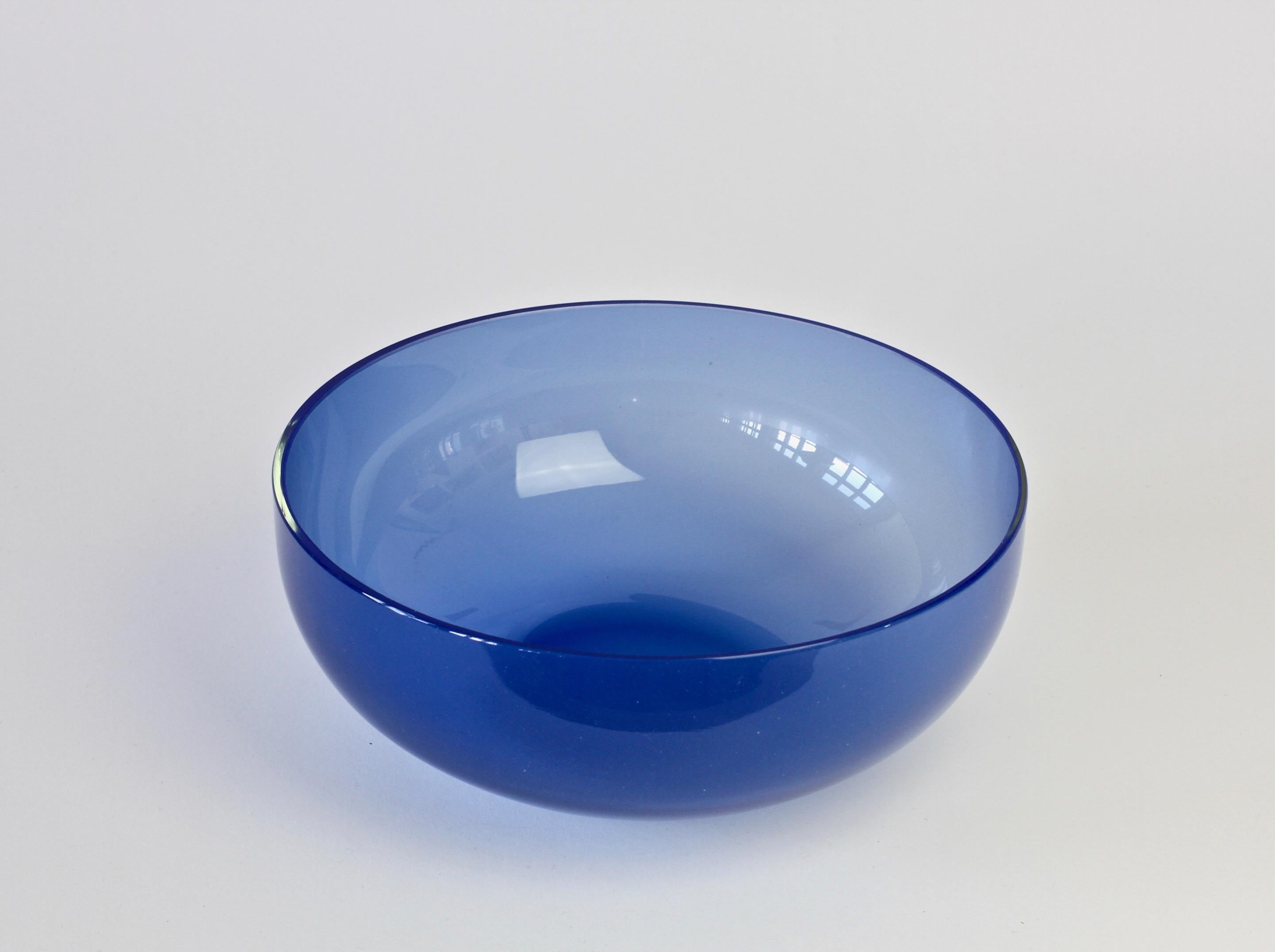 20th Century Antonio da Ros 'Attributed' for Cenedese Opaline Blue Colored Murano Glass Bowl For Sale