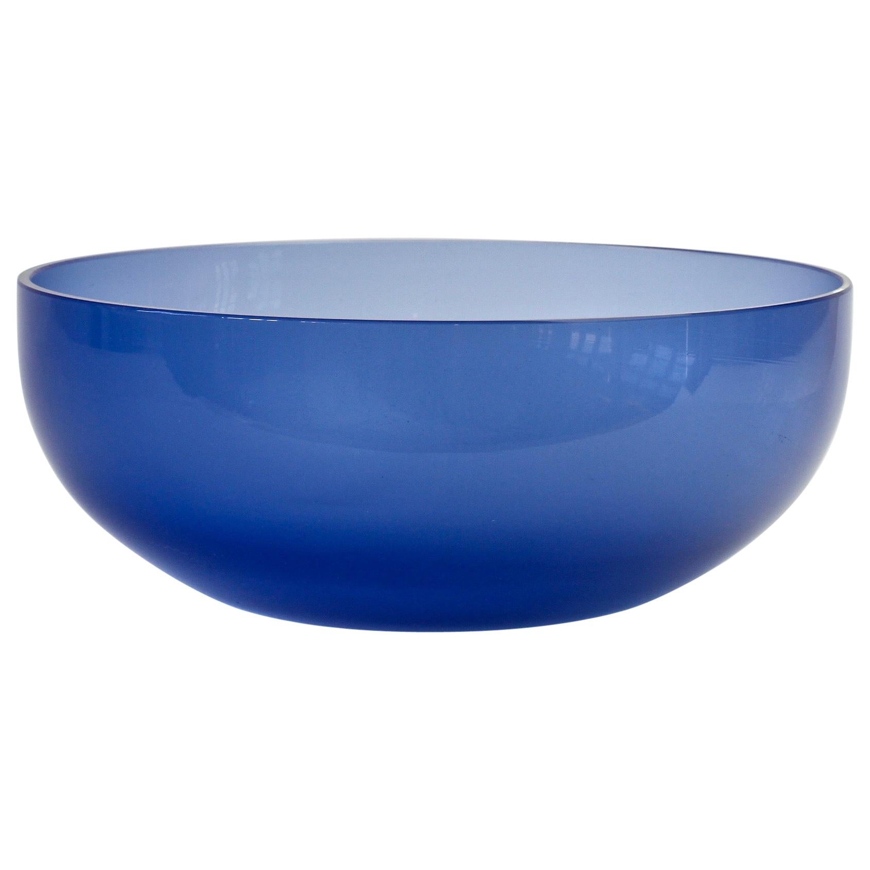 Antonio da Ros 'Attributed' for Cenedese Opaline Blue Colored Murano Glass Bowl