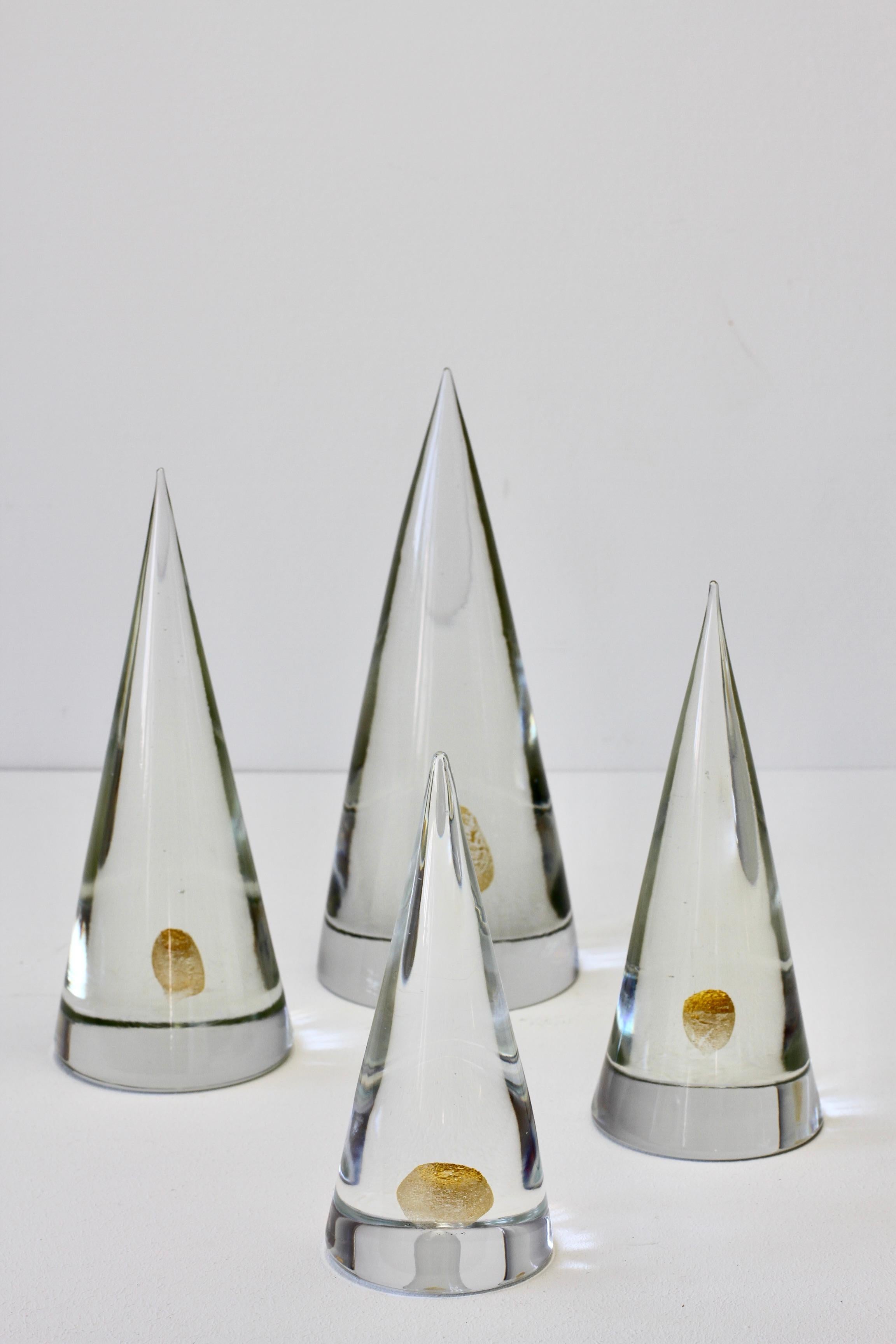 Mid-Century Modern Antonio Da Ros 'Attr.' for Cenedese Set of Four Clear Glass & Gold Paperweights