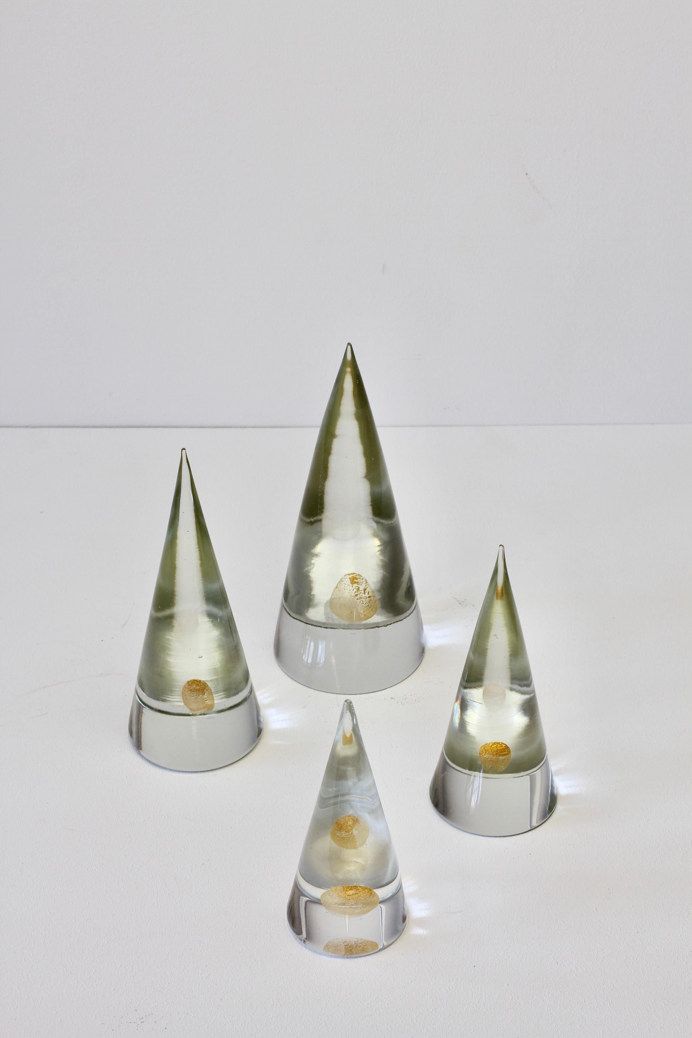 Antonio Da Ros 'Attr.' for Cenedese Set of Four Clear Glass & Gold Paperweights 1