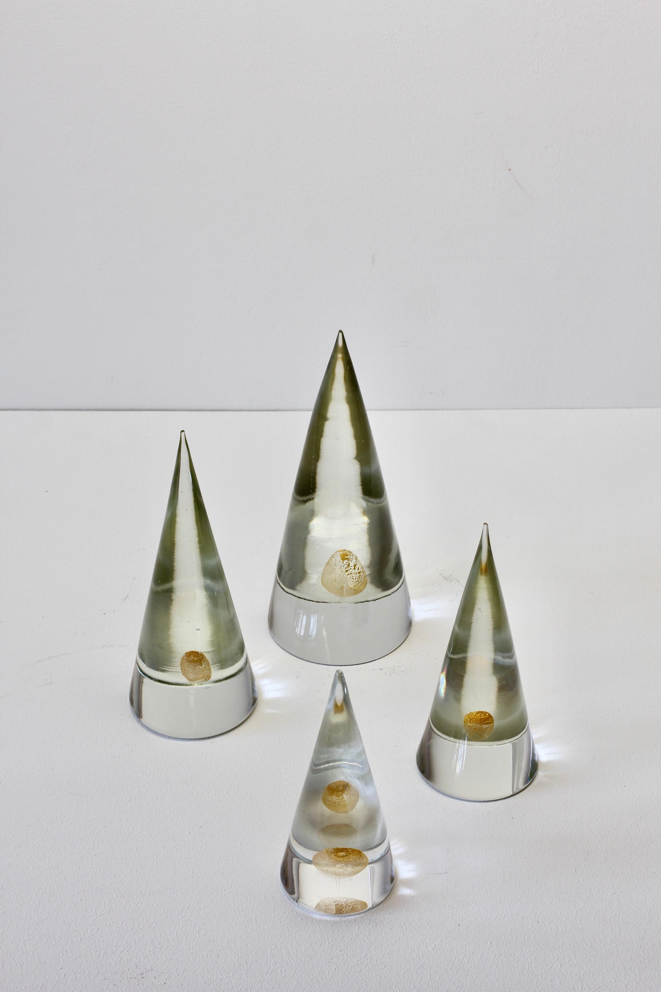 Antonio Da Ros 'Attr.' for Cenedese Set of Four Clear Glass & Gold Paperweights 2