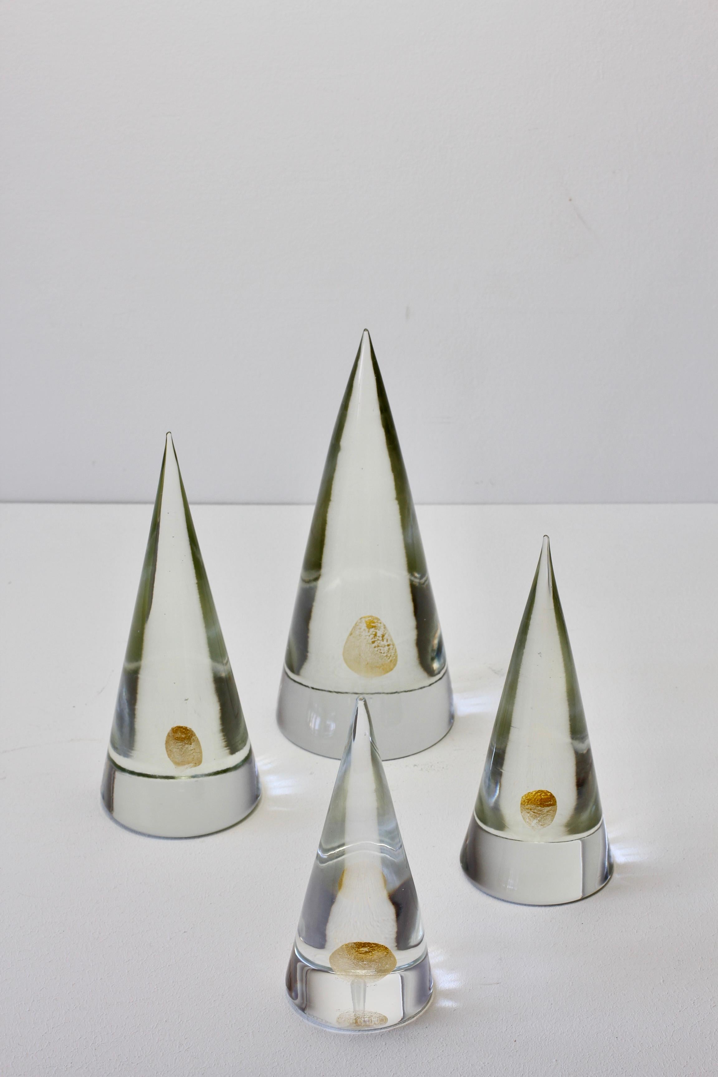 Antonio Da Ros 'Attr.' for Cenedese Set of Four Clear Glass & Gold Paperweights 3