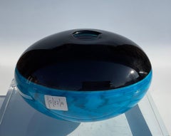 Antonio da Ros Cenedese Fossili Incalmo Murano Glass Vase Blue Cane Segments