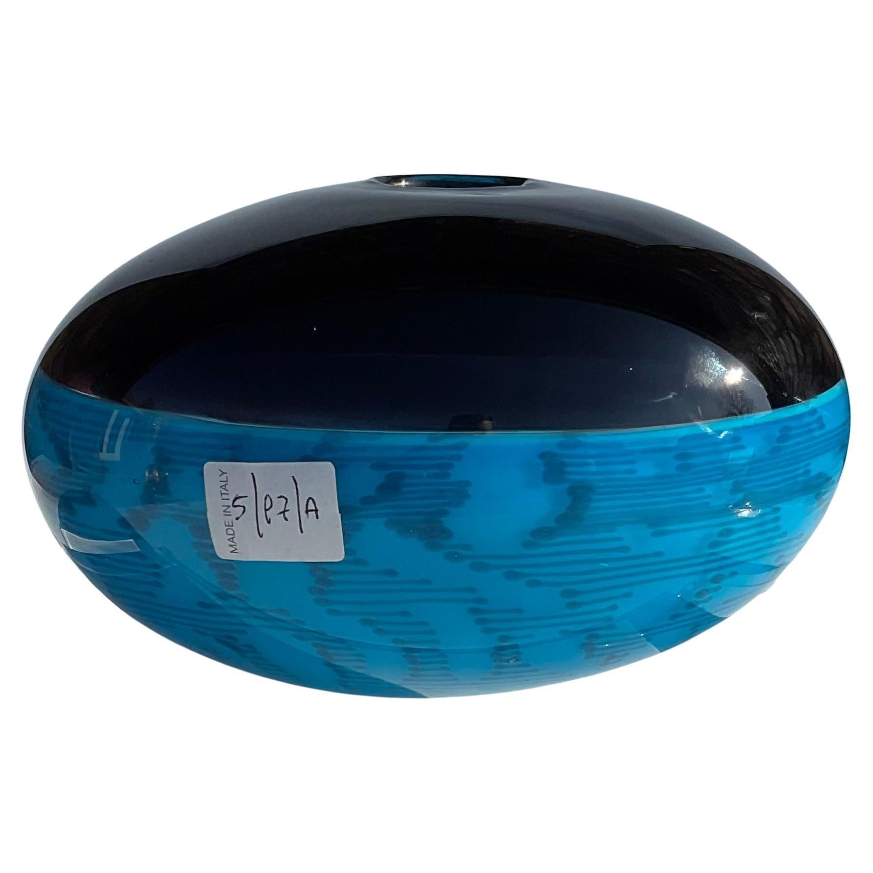 Antonio da Ros Cenedese Fossili Incalmo Murano Glass Vase Blue Cane Segments For Sale