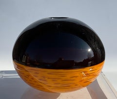 Antonio da Ros Cenedese Fossili Incalmo Murano Glass Vase Orange Cane Segments