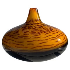 Antonio da Ros Cenedese Fossili Incalmo Murano Glass Vase Orange Cane Segments