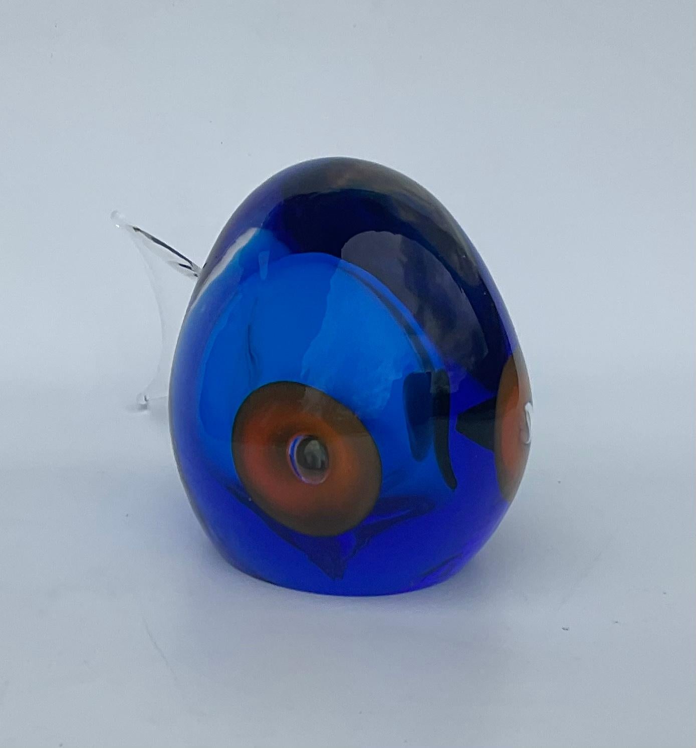Antonio da Ros Cenedese Murano Glass Sommerso Fish Sculpture in Vibrant Blue  In Good Condition For Sale In Ann Arbor, MI
