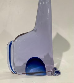 Antonio da Ros Cenedese Murano Hand Blown Glass Cat Sculpture in Sommerso Glass