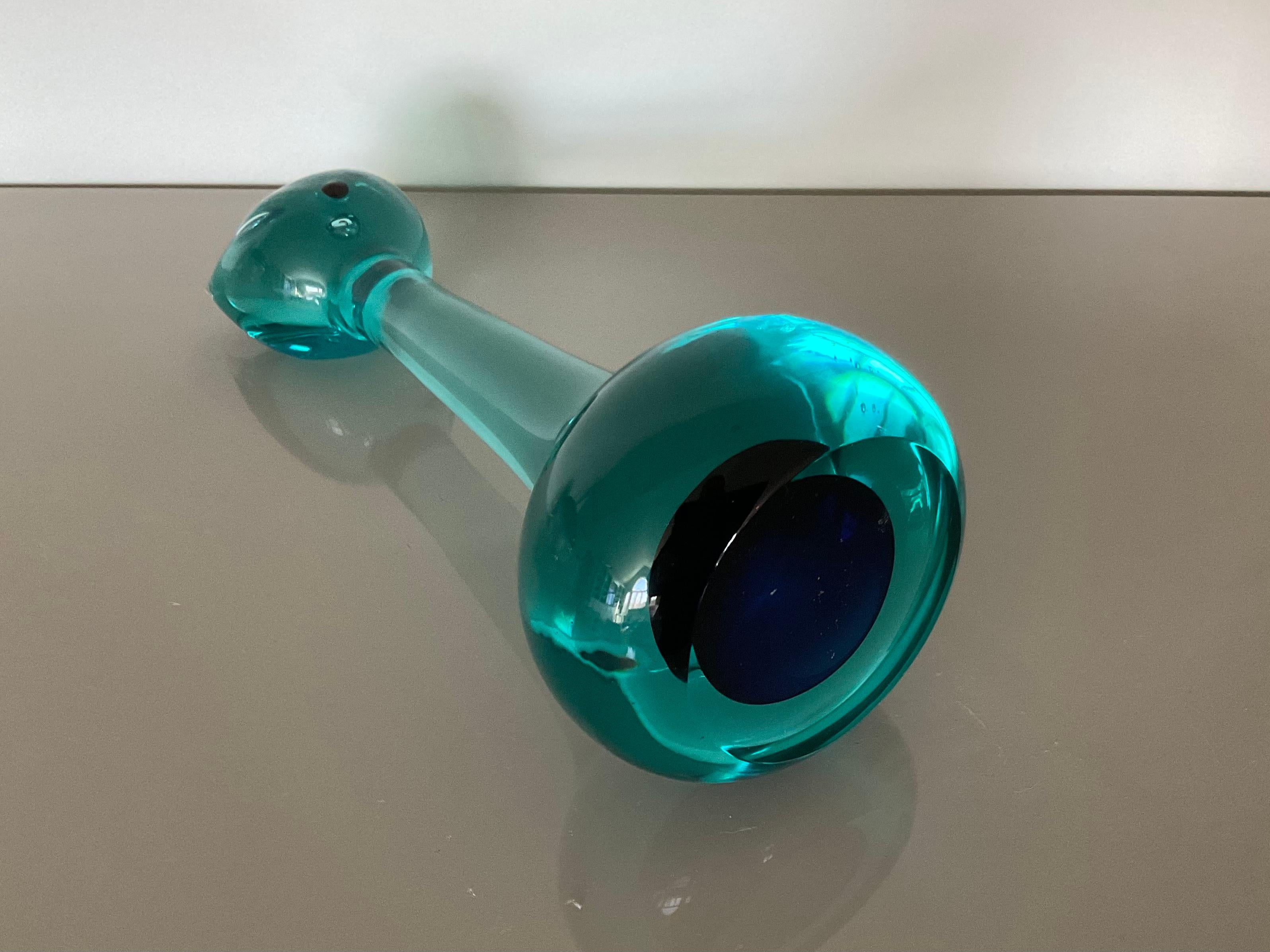 Antonio da Ros Cenedese Murano mundgeblasene Glasskulptur Katze in Sommerso Glas im Zustand „Gut“ in Ann Arbor, MI