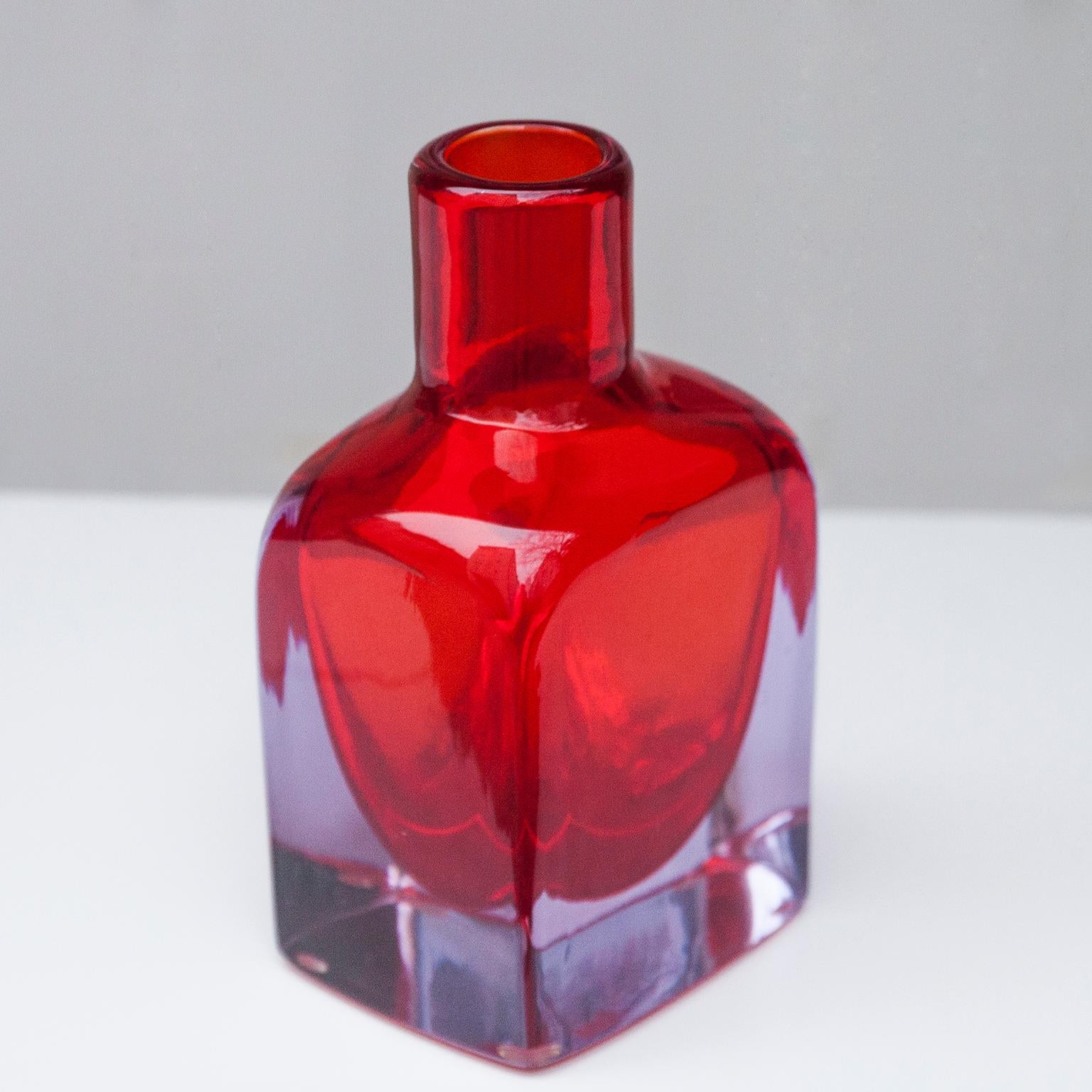 Murano Glass Antonio da Ros Cenedese Red Purple Murano Vase, Italy, 1960s