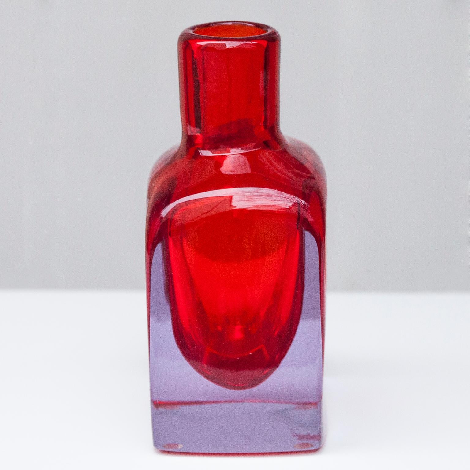 Antonio da Ros Cenedese Red Purple Murano Vase, Italy, 1960s 1