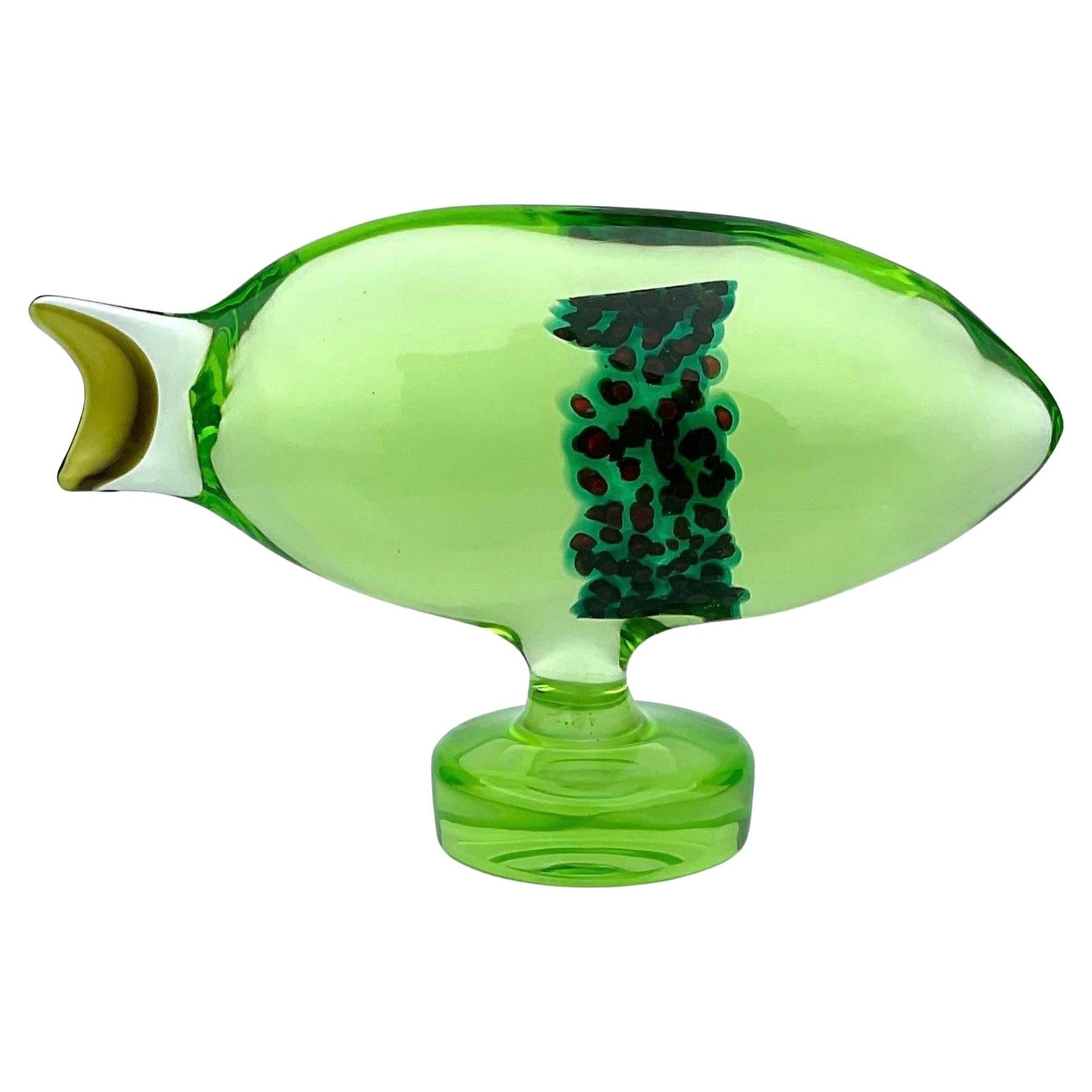 Antonio da Ros Cenedese Uranium Glass Murrine Fish Sculpture Signed