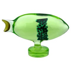 Antonio Da Ros Cenedese - Sculpture de poisson en verre uranium en forme de murrine signée