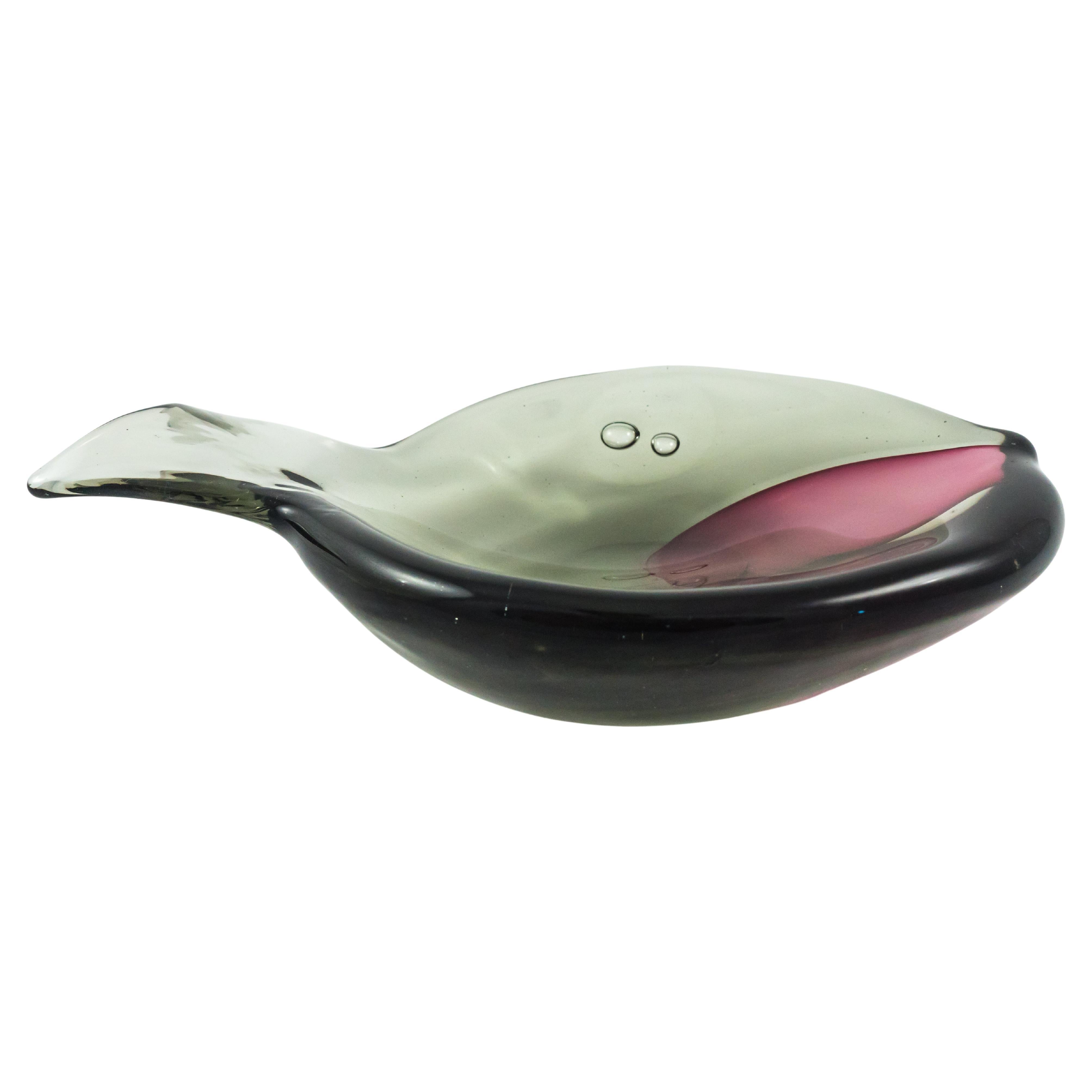 Antonio Da Ros Sommerso Fish Bowl, Clear Murano Glass, Italy, 1962