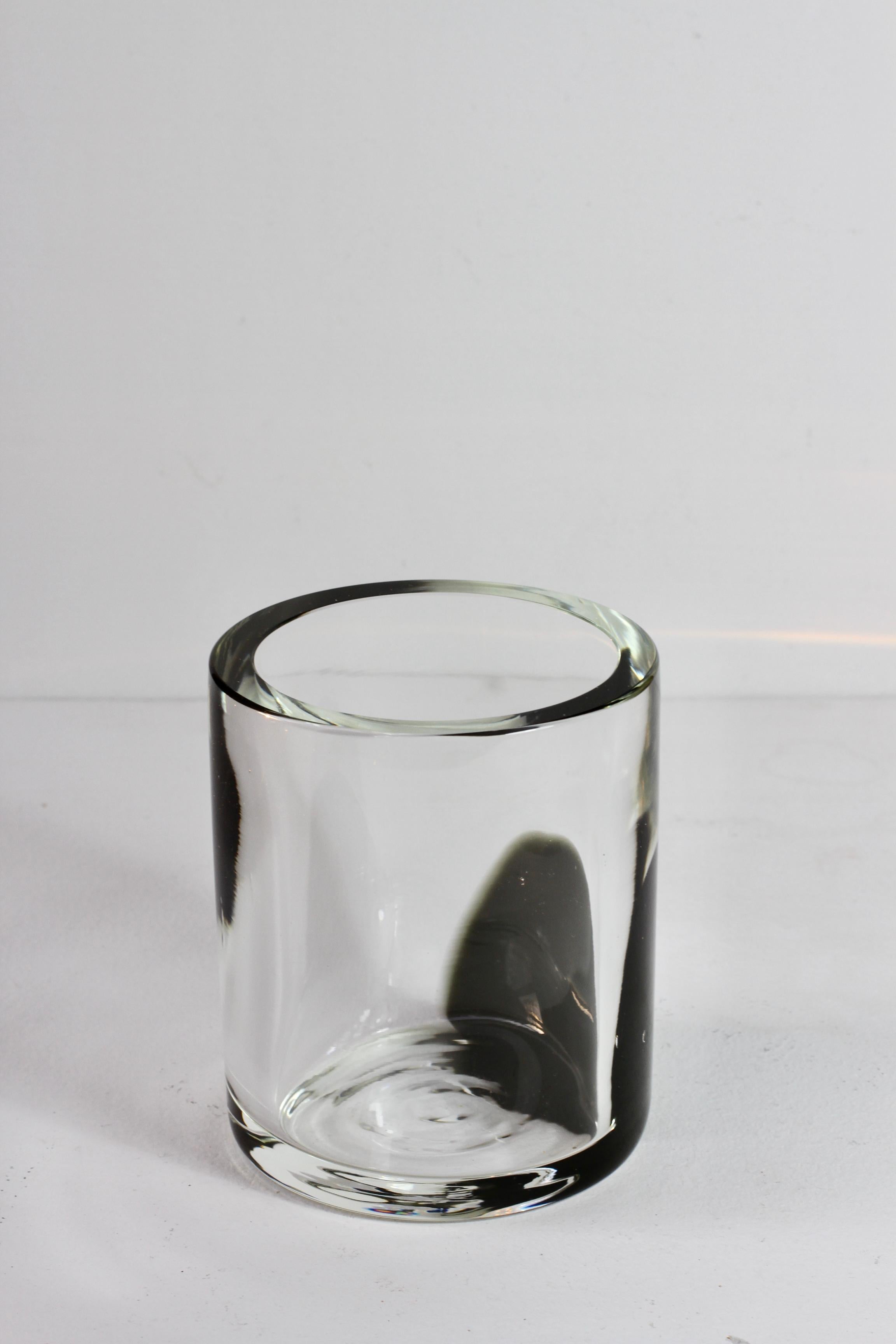 Antonio Da Ros pour Cenedese 1970 Vase rond italien en verre de Murano noir et transparent en vente 5