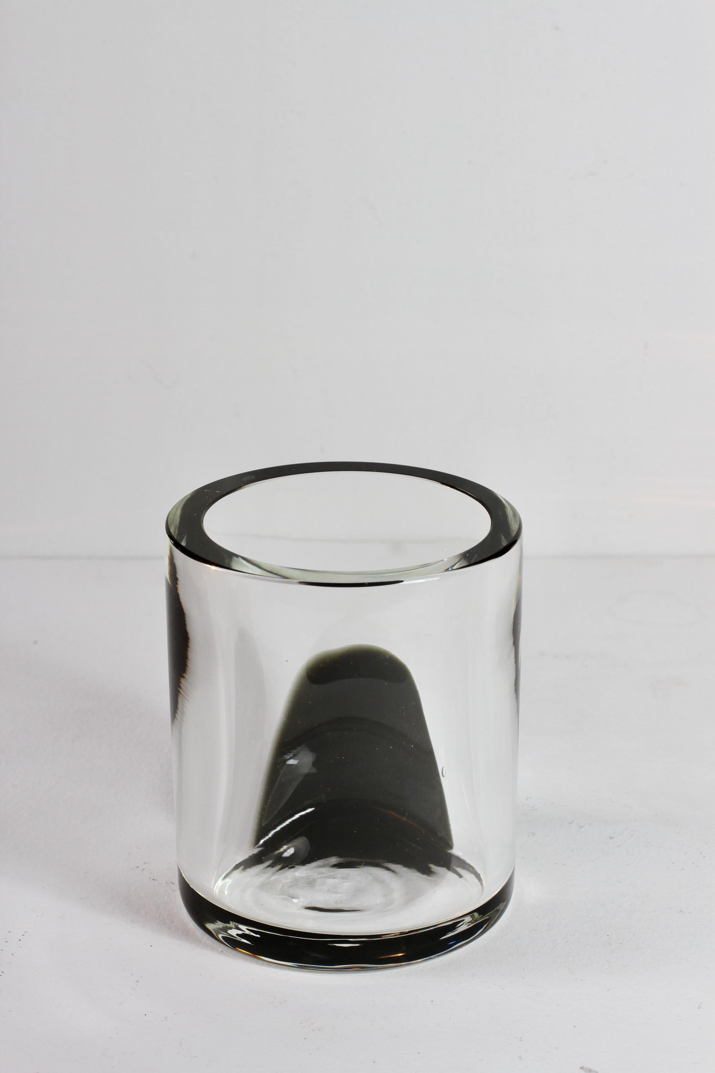 Antonio Da Ros for Cenedese 1970s Italian Round Black & Clear Murano Glass Vase For Sale 6