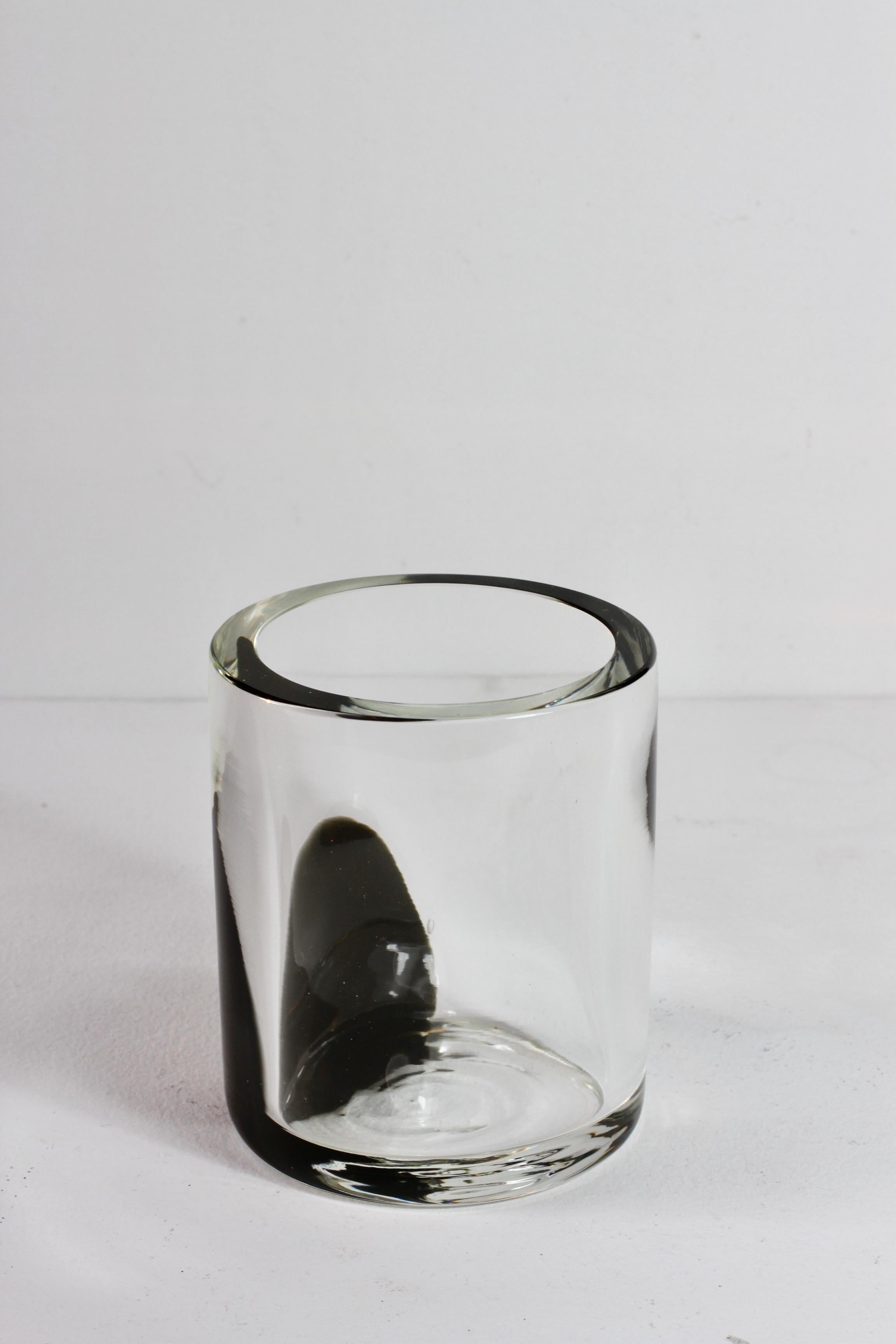 Antonio Da Ros for Cenedese 1970s Italian Round Black & Clear Murano Glass Vase For Sale 7