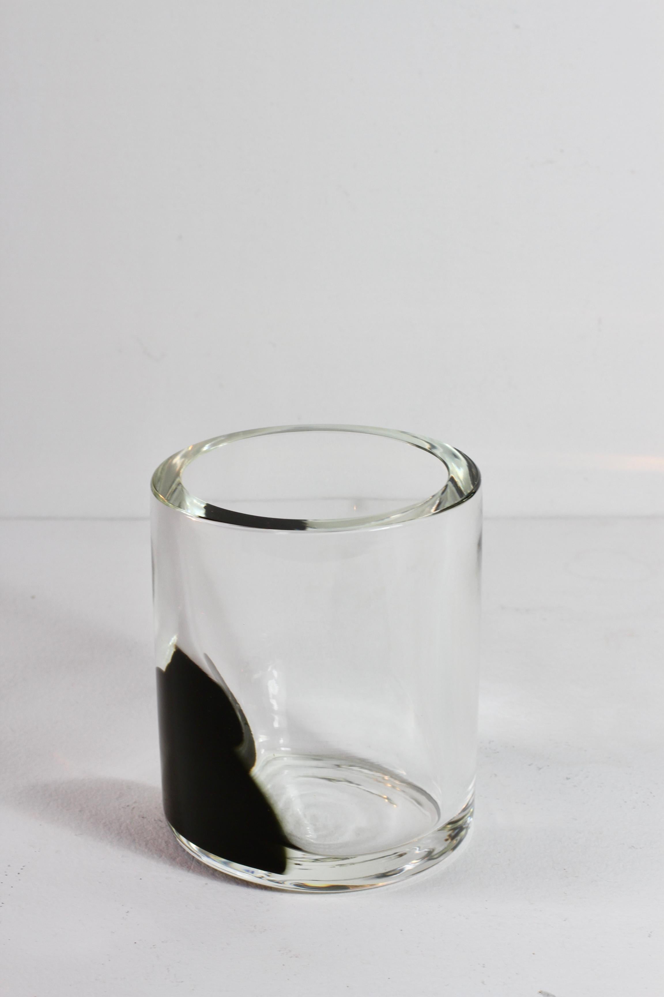 Antonio Da Ros for Cenedese 1970s Italian Round Black & Clear Murano Glass Vase For Sale 8