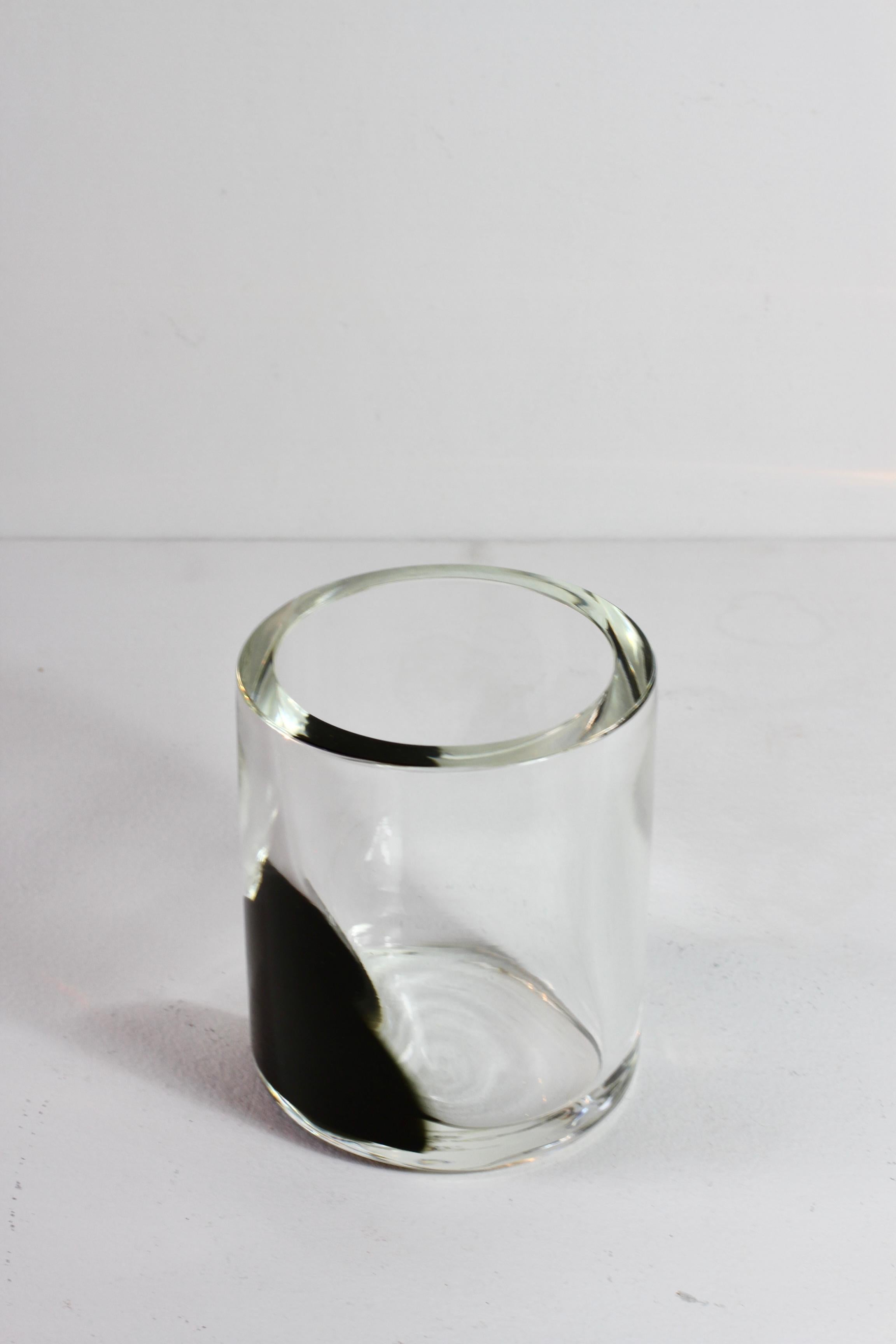 Antonio Da Ros for Cenedese 1970s Italian Round Black & Clear Murano Glass Vase For Sale 9