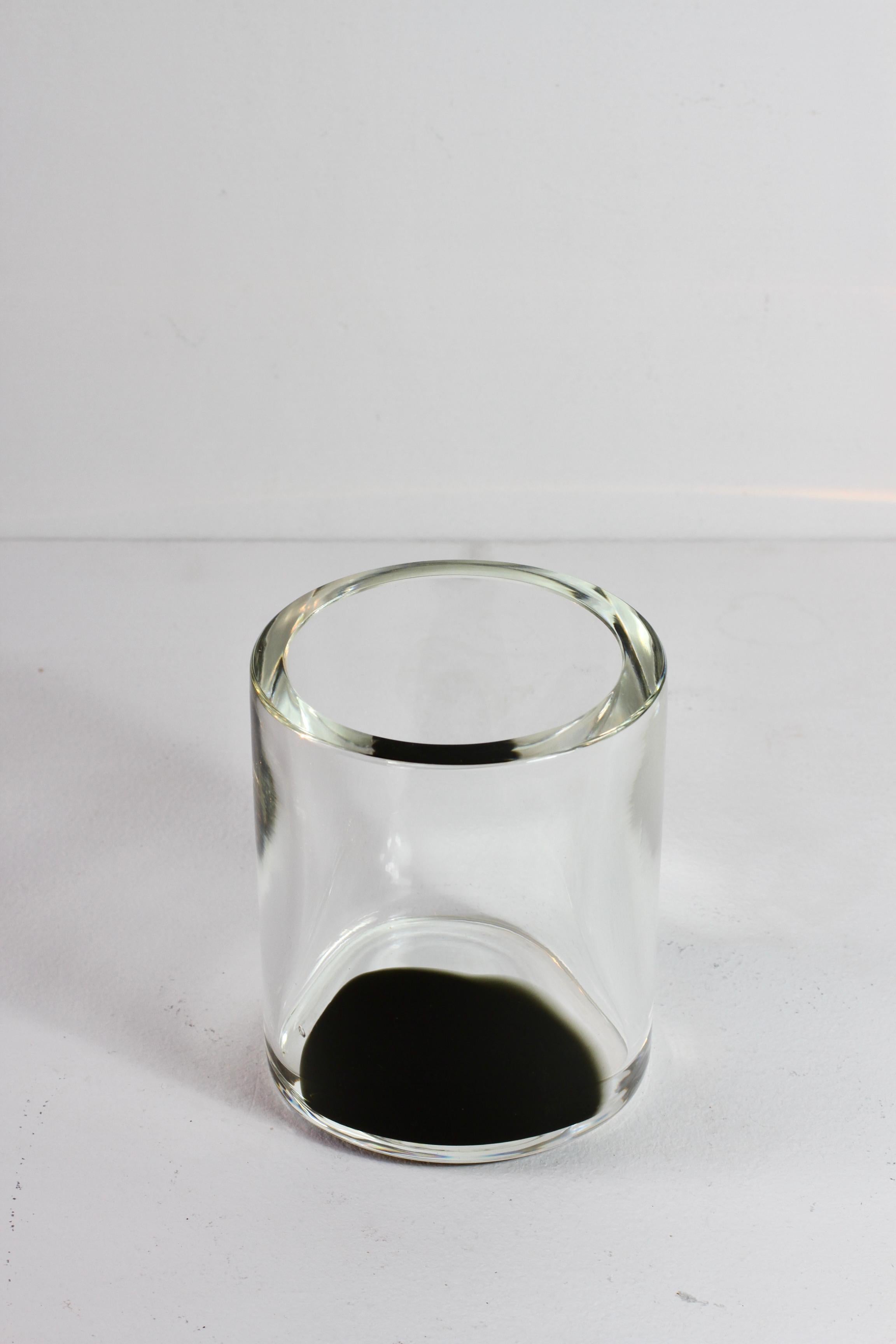Antonio Da Ros for Cenedese 1970s Italian Round Black & Clear Murano Glass Vase For Sale 10