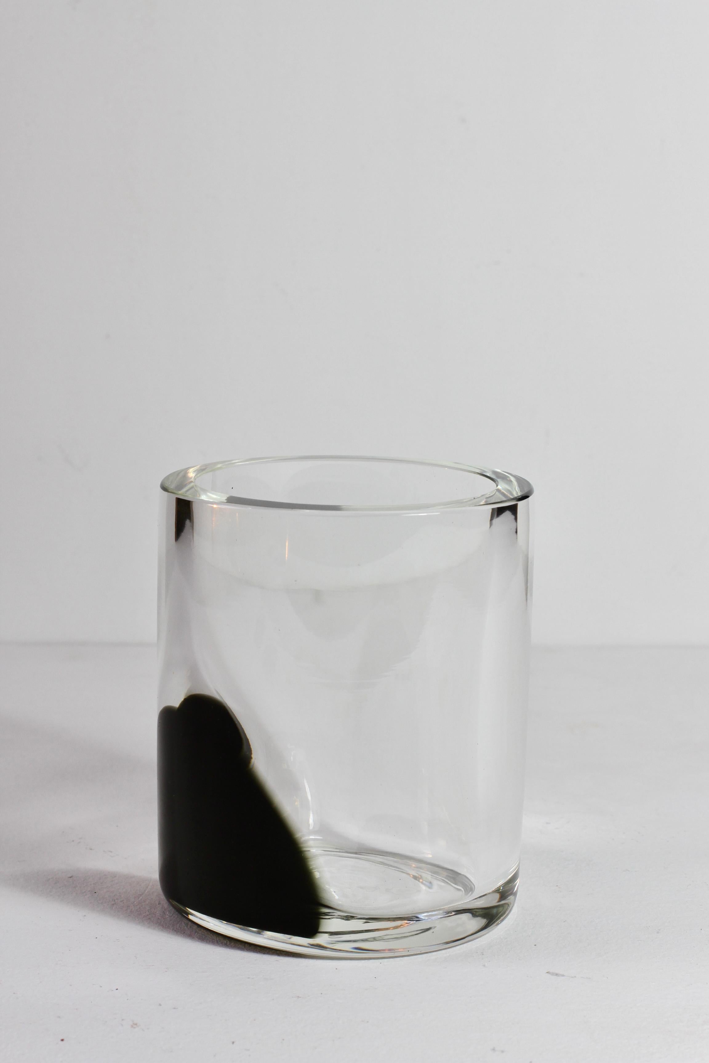 Antonio Da Ros pour Cenedese 1970 Vase rond italien en verre de Murano noir et transparent Excellent état - En vente à Landau an der Isar, Bayern