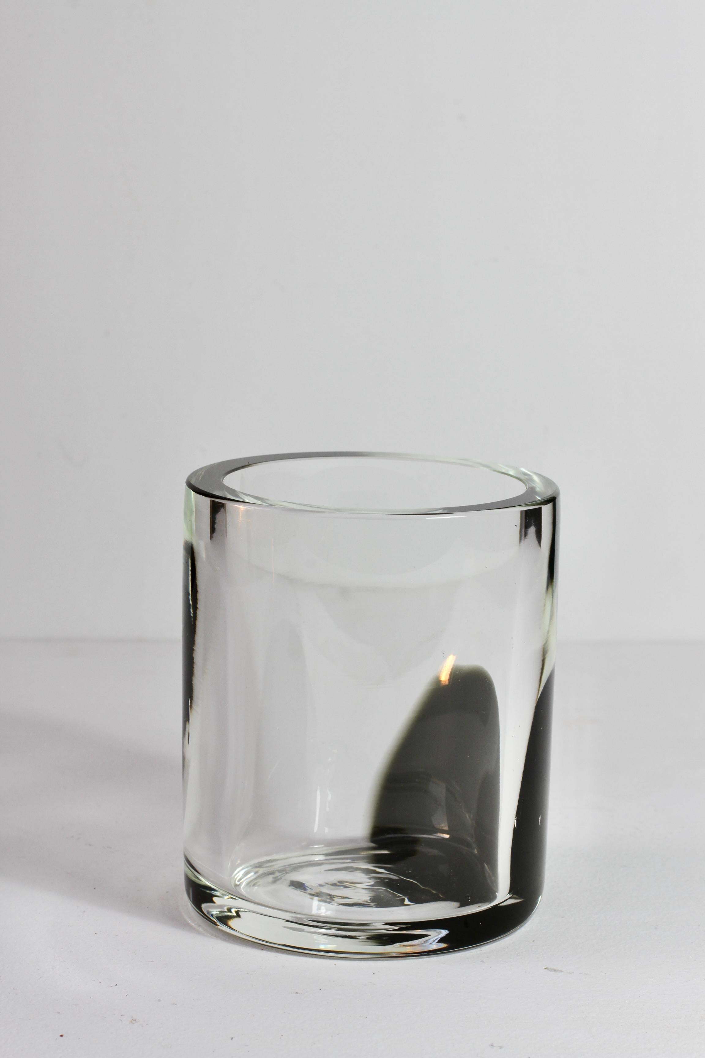 Antonio Da Ros for Cenedese 1970s Italian Round Black & Clear Murano Glass Vase For Sale 1