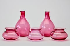 Antonio da Ros for Cenedese Attributed, Set of Pink Colored Murano Glass Vessels