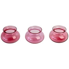 Trio of Pink Colored Murano Glass Vases