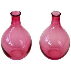 Antonio da Ros for Cenedese Attributed Pair of Pink Colored Murano Glass Vases