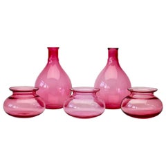 Antonio da Ros for Cenedese Attributed, Set of Pink Colored Murano Glass Vessels