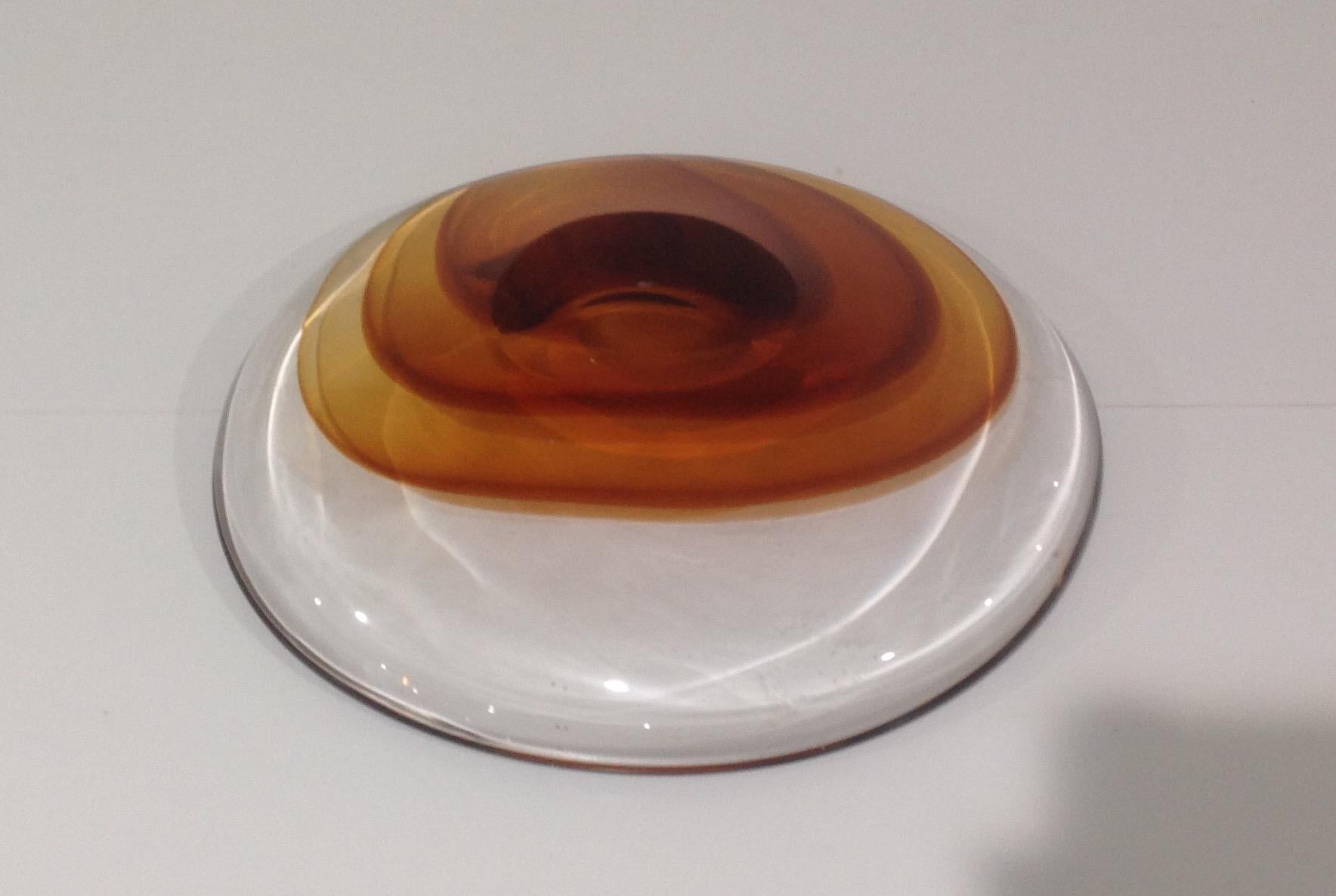 Italian Antonio da Ros for Cenedese Fine Layered Murano Glass Bowl For Sale