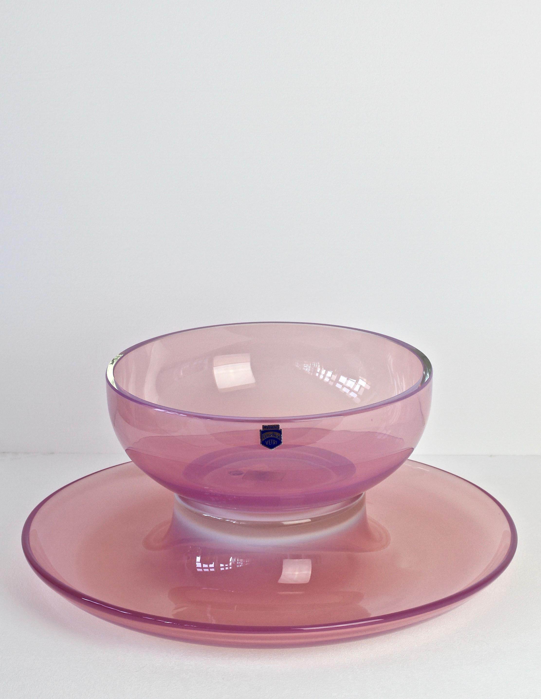 Antonio da Ros für Cenedese Italienisches Murano-Glas Schale in leuchtendem Rosa im Angebot 4
