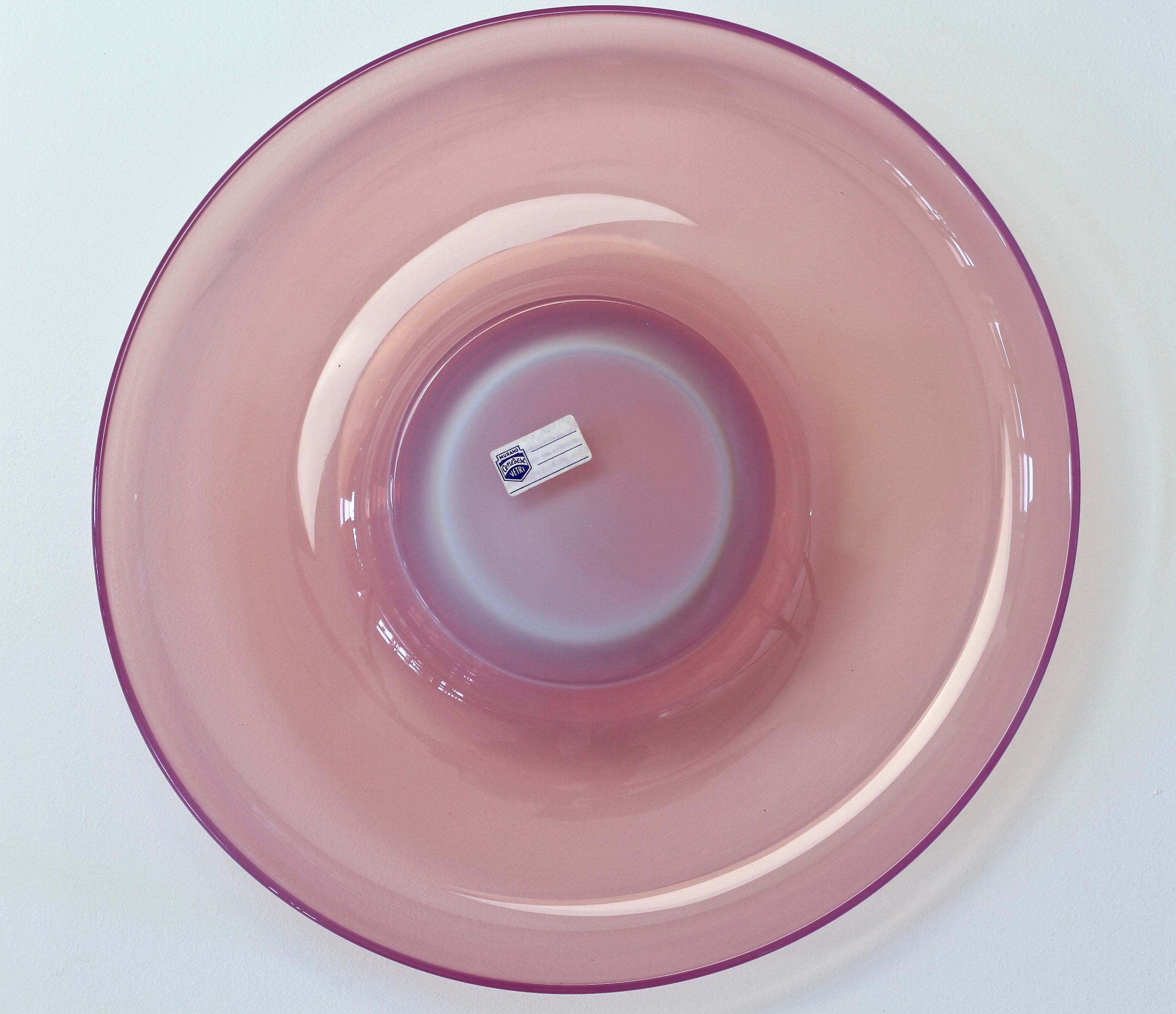 Antonio da Ros für Cenedese Italienisches Murano-Glas Schale in leuchtendem Rosa im Angebot 2