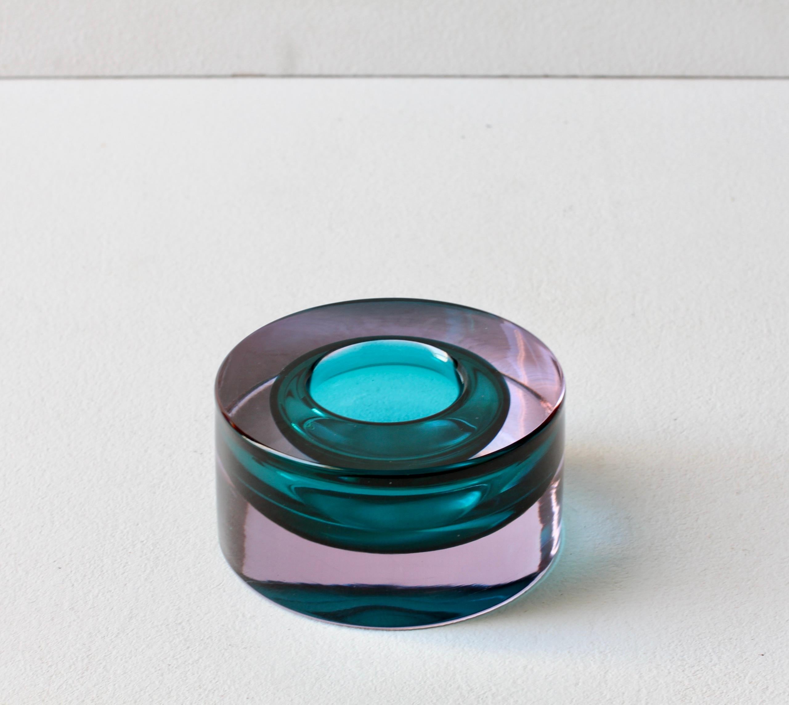 Antonio Da Ros for Cenedese Italian Murano Sommerso Glass Bowl, Dish or Ashtray (Geblasenes Glas) im Angebot