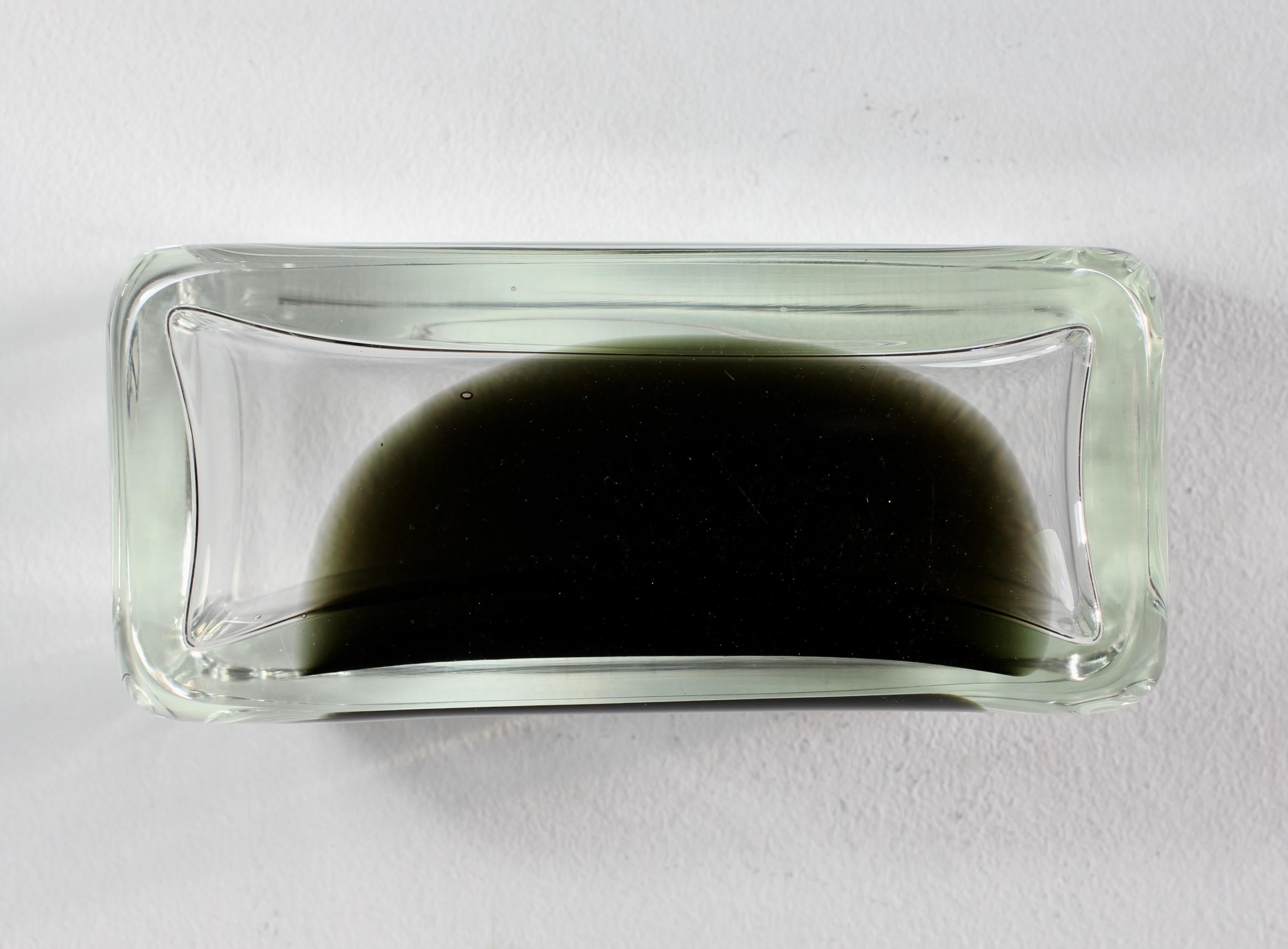 Antonio da Ros pour Cenedese Vase rectangulaire italien en verre de Murano noir et transparent en vente 13