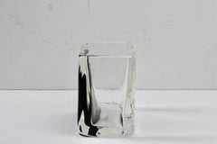 Antonio da Ros for Cenedese Italian Rectangular Black & Clear Murano Glass Vase